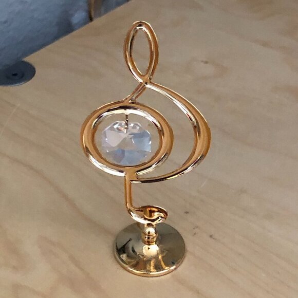24 Gold Plated Austrian Crytal Treble Clef Music Note Stand - Picture 5 of 5